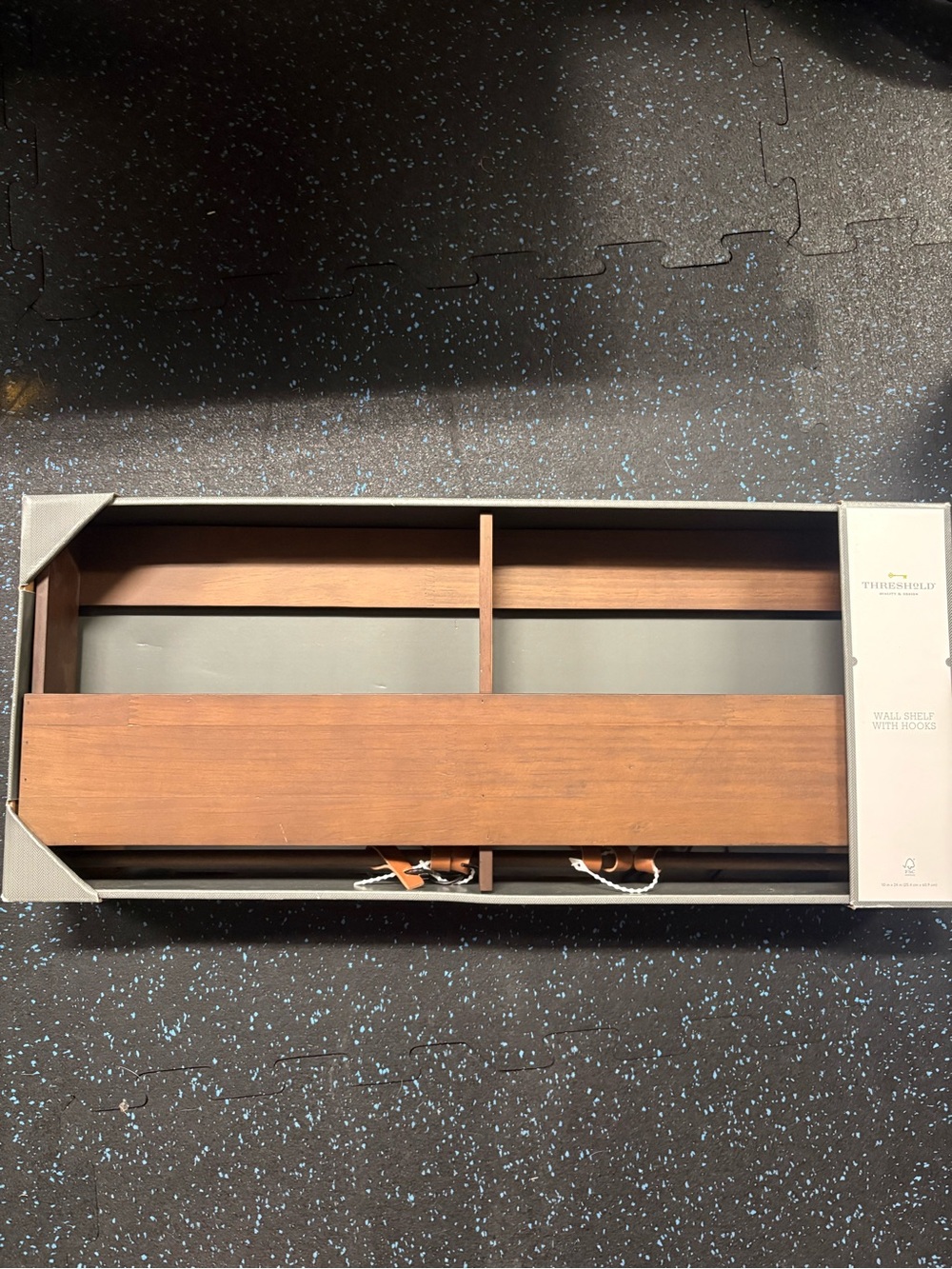 Threshold Walnut Finish Wall Shelf